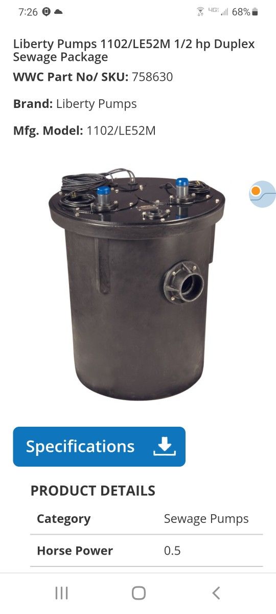 Liberty Sewer Pump Subpump