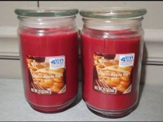 Set of 2 Mainstays Warm Apple Pie 20 Ounce Glass Jar Candles