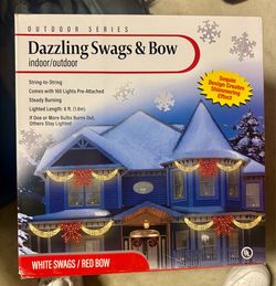 6 FT Dazzling Lighted Christmas Swags & Bow Sculpture – 160 Lights – 2 Boxes (Used)