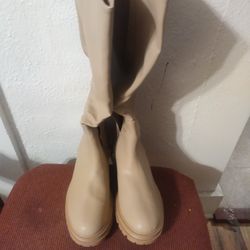Knee High Biege Suede Boots Womens Sz 8.5