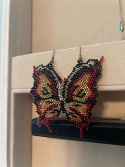 Beaded Butterfly Dangle Earrings