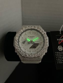 Custom VVS 1 Moissanite Casio G Shock GA-2100-7A7ER Iced Out Watch