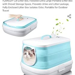 Cat Litter Box, Foldable Extra Large Portable Litter Box with Shovel Storage Space, Prevents Urine and Litter Leakage, Fully Enclosed Litter Box Isola