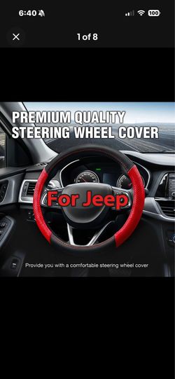 JEEP  2009-2023 brand new steering wheel cover. Fits Jeep Red and Black Genuine Leather