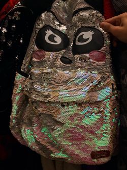 Sequin panda Face justice Backpack