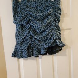 Perfectly Priscilla Blue Leopard Print Skirt Size 1XL 