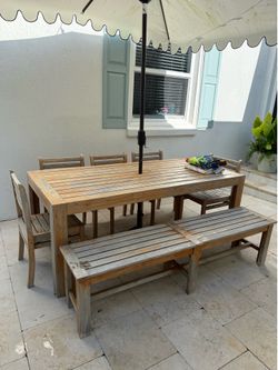 Custom Teak table bench and chairs