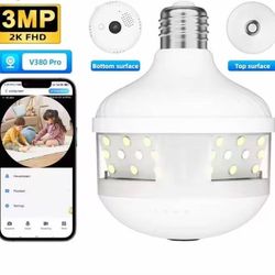 V380 MAX Security Camera 1080P E27 Light Bulb Wireless WiFi,  360°Night Vision 