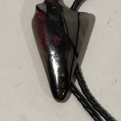 Vintage Bolo Tie Nice Red And Black Stone Design 