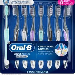 Oral-B CrossAction Advanced Soft Bristle Toothbrush, 8-pack