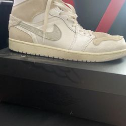 Nike Air Jordan 1 Mid SE Craft Shoes White Ordewood Tech Gray Size 14 Men’s