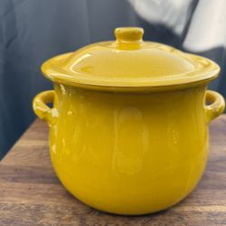 Vintage Coopstov Albisola Italy Yellow Glazed Terracotta Pottery Soup Pot
