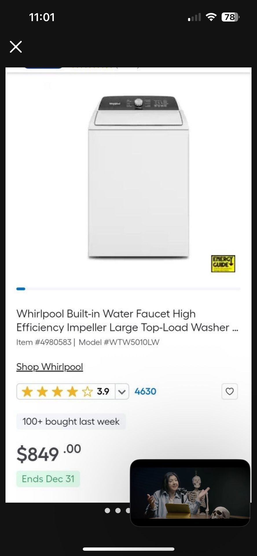 Whirlpool Large Top-Load Washer