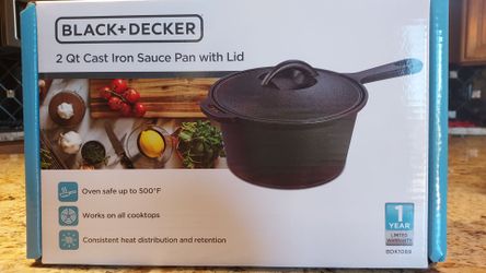 Black+Decker 2 Qt Cast Iron Sauce Pan with Lid