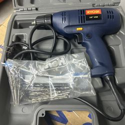 Ryobi 3/8” VSR Electric Drill D40 Volt w/ Carry Case And Drill Bits