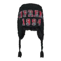 Supreme Crochet Fur Black Hat Earflap Trapper