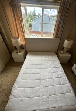 Brand New Living Spaces Dean Sand II Bed Frame with Box Spring and Mattress