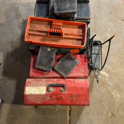 Bunch Of Old Tool Boxes And Bike Rack 
