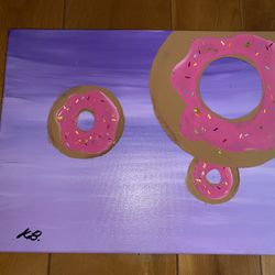 Flying Donut Acrylic Painting 