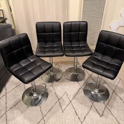 Adjustable Bar Stools 4 – Black Modern Swivel