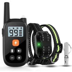 Dog Training Collar, Rechargeable Dog Shock Collar with Remote, 3 Training Modes, Beep Vibration and Shock, Waterproof, Long Remote Range, Adjustable 