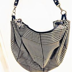 Ralph Lauren Brown Grey Plaid- Duo Style Purse With Leather Straps. $39