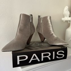 Grey Faux Fur Heeled Ankle Boots