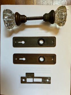 Original Vintage 12 Pt Glass Doorknob Set