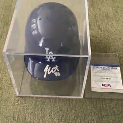 Dodgers James Outman Signed Autograph Mini Helmet PSA Authentication With Acrylic Case