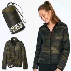 VICTORIA'S SECRET PINK Camo Vintage PACKABLE PUFFER JACKET