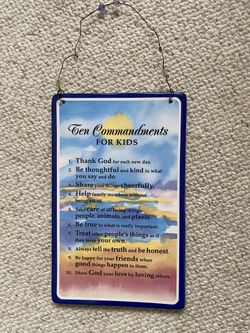 Cute Kids Hanging Plaque For Bedroom Ten Commandments For Kids