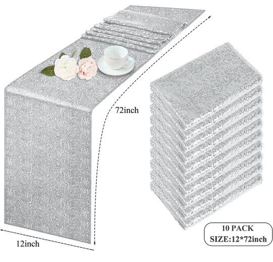 Tablerunner Silver Table Decor Cloth Party 15 Wedding Quince Babyshower Anniversary Party
