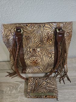 Hand Tooled leather purse and wallet