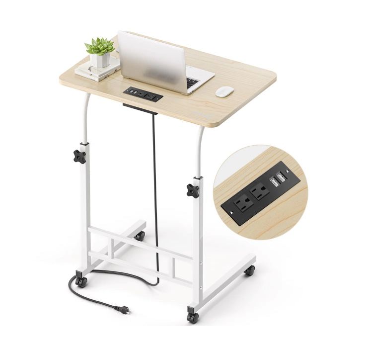 Exokron Small Adjustable Standing Desk (23.6” X 15.6” X 27.5”-35.4”) White Mobile Desk $30 (#640)