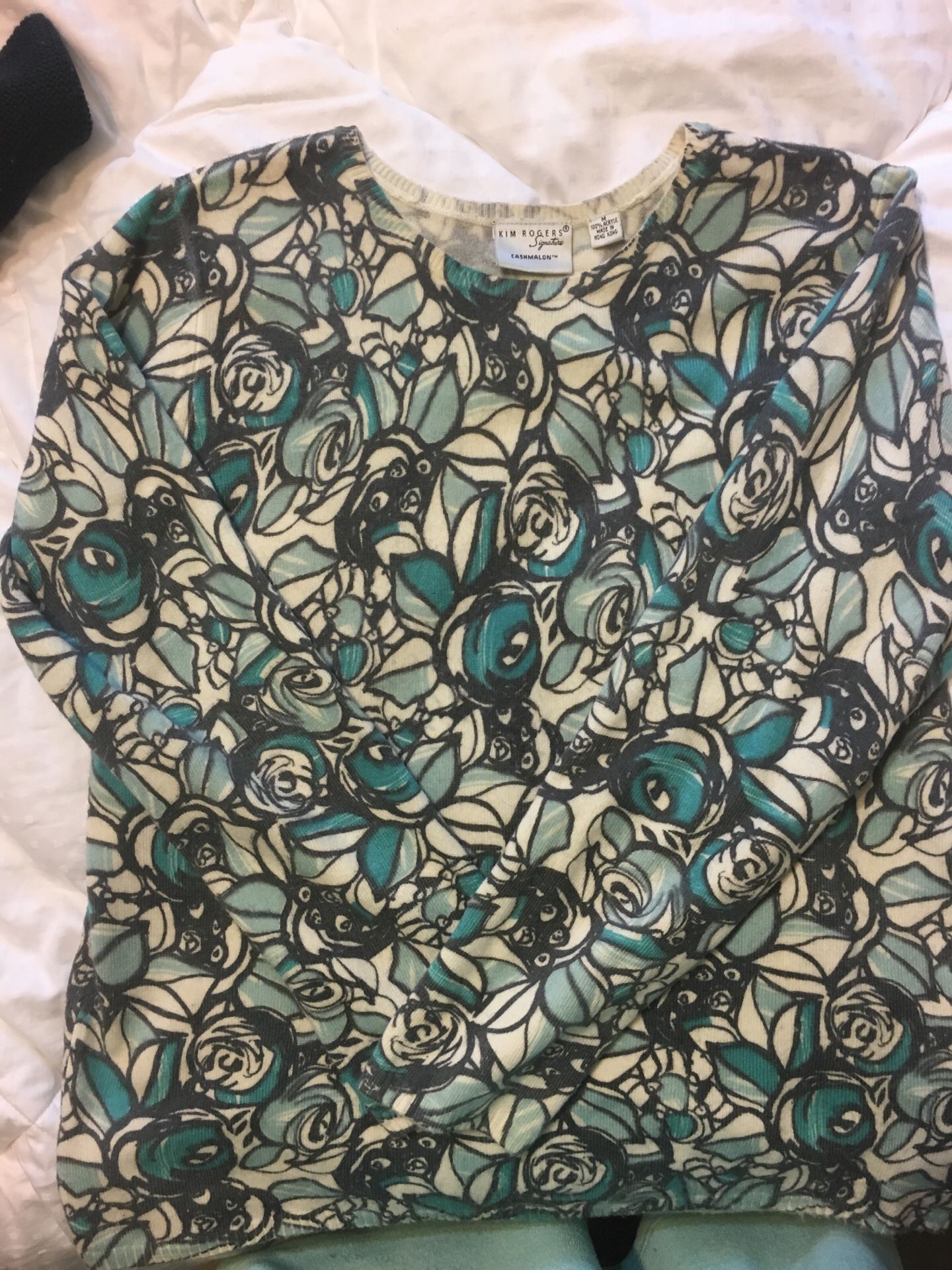 Kim Rogers Blue & Gray pullover sweater Sz M