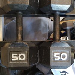 PAIR OF 50 POUND DUMBBELLS 
