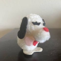 Miniature White Pom-Pom Ball Puppy Dog with a Red Heart