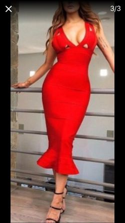 Mermaid red bandage dress Medium