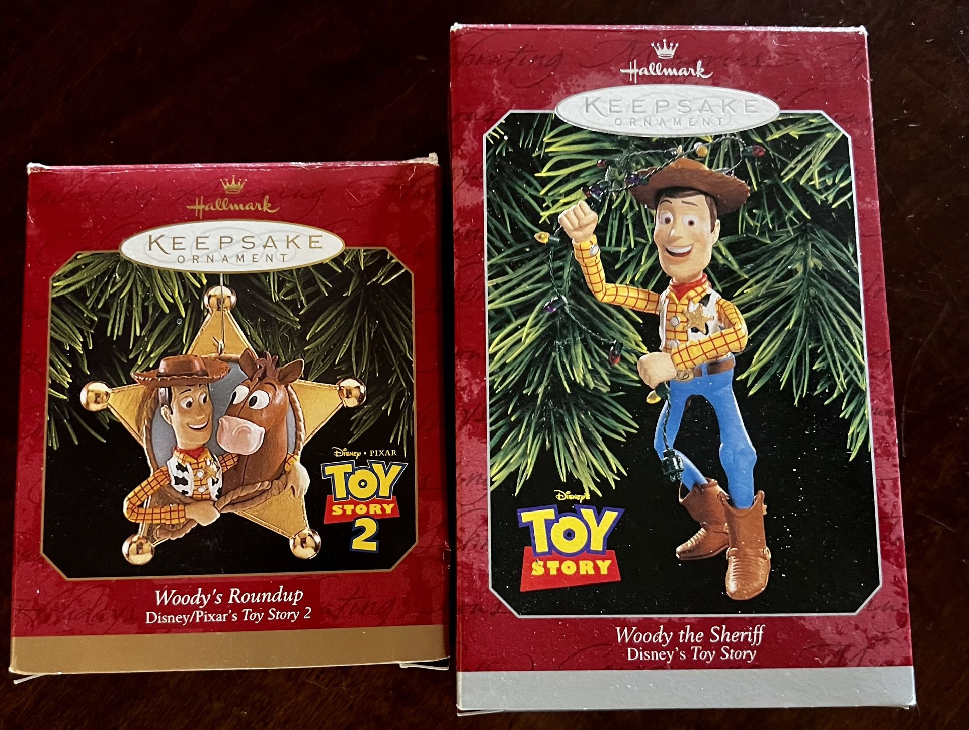 1999 Hallmark Keepsake Ornament Woody's Roundup Disney Pixar Toy Story 2 Hallmark WOODY'S ROUNDUP Disney Toy Story 2 Ornament Woody & Bullseye Star. C