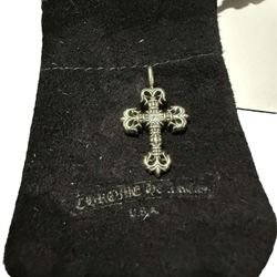 Chrome Hearts Silver Diamond Tiny Filigree Cross Charm