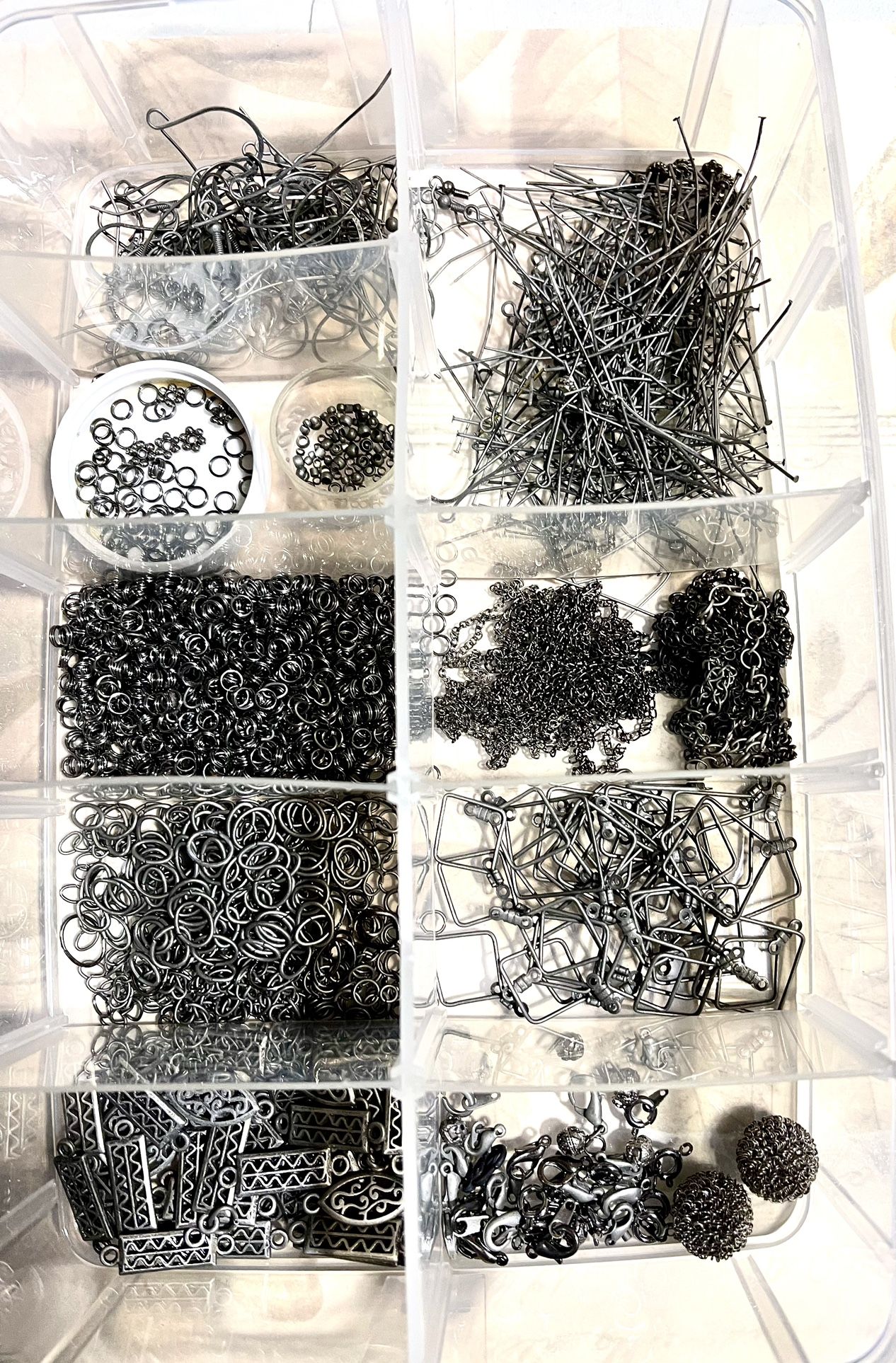 Jewelry Making Findings, Brushed Silver, Gun Metal Silver, Assorted Findings, Earring Hooks, Connectors, Jumpers, Pins, And More