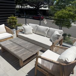 Melrose 76.55’’ Teak Outdoor Sofa + Melrose Coffee Table