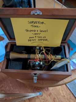 Vintage Surveyor Tool with Wooden Case