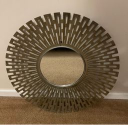 Bronze Sunburst Mirror – Round Metal Wall Decor