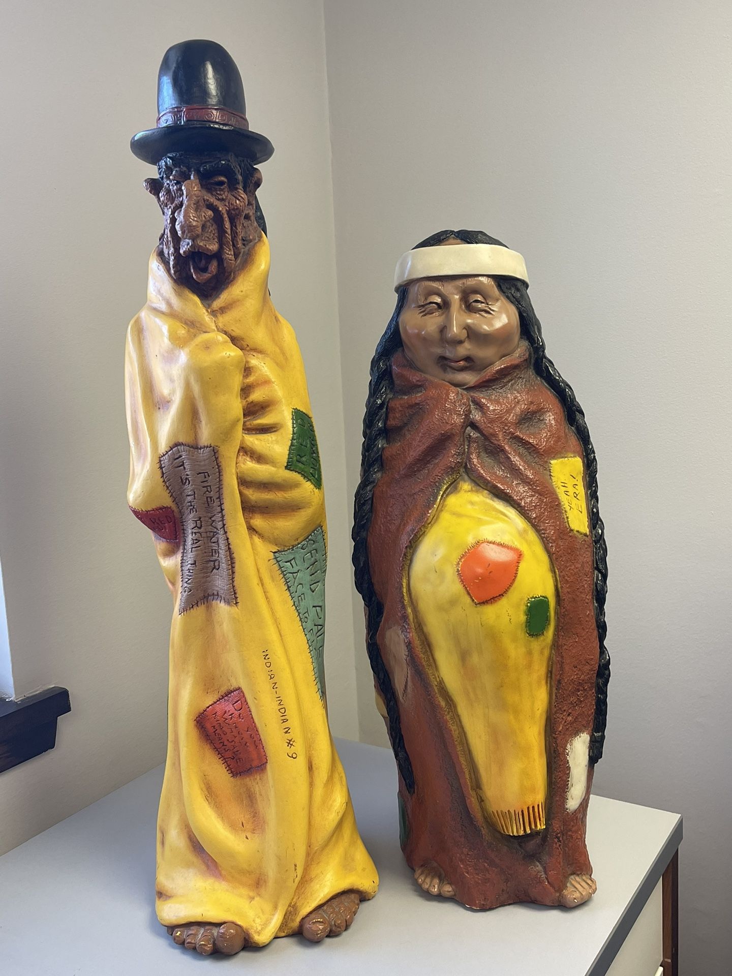 Rare! Universal Statuary Corp C 1973 Native American Indian Statues Man/Woman