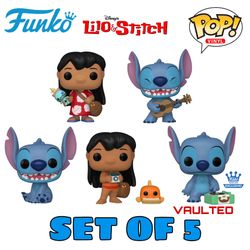 (NEW) Funko POP! Disney Lilo And Stitch Set Of 5 (VAULTED STITCH WITH RECORD PLAYER)