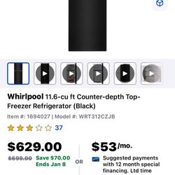 Whirlpool Fridge Black 2024 Model