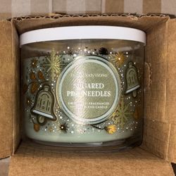 NEW- Bath & Body Works 3 Wick Candle Sugared Pine Needles