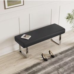 Bedroom Bench Bed end upholstered Bench Indoor Corner Small Footstool with Metal Legs, for Kitchen entryway Dining Room and Living Room Window, Plant 