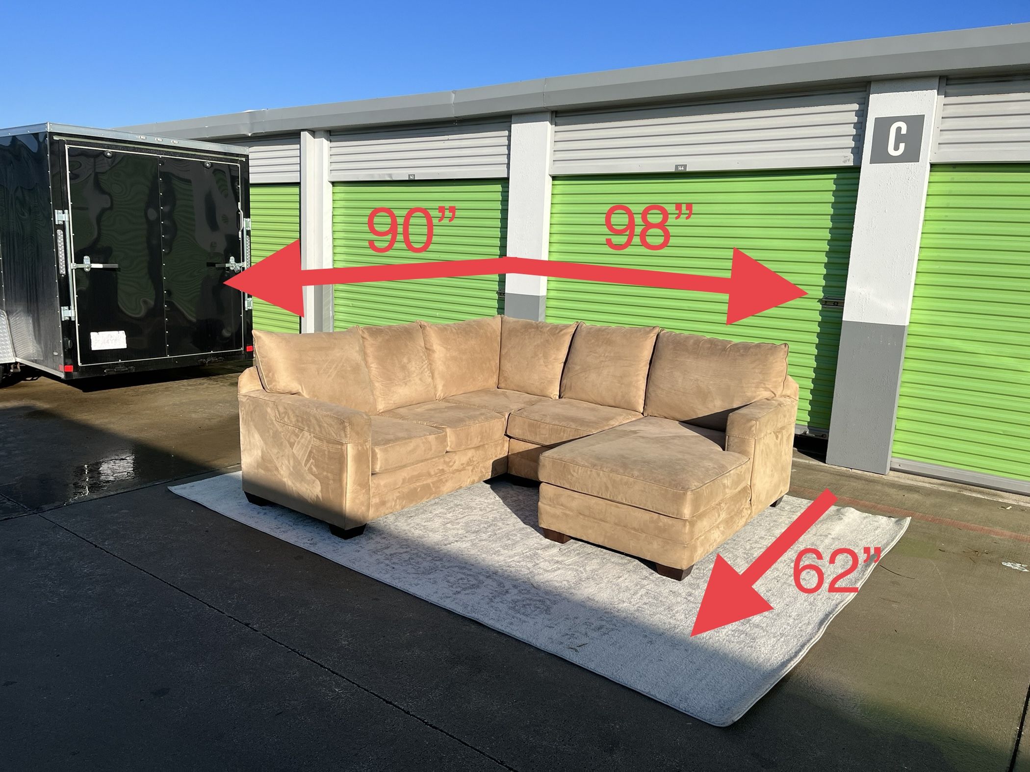 Delivery Available! Microfiber Tan Sectional Couch from Bassett